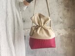 leather & canvas bag (pink)の画像