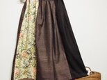 大島紬のスカート＊チャコール、紅型、縞の画像