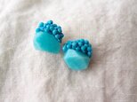 送料無料 【天然石の刺繍ピアス】アマゾナイト×ターコイズ