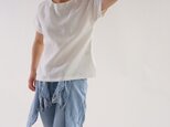 【リネントップス】使いやすさがクセになる　リネン Tシャツ  / ホワイト t001f-wht2の画像