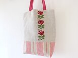 薔薇刺繍トートバッグ【赤】の画像