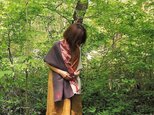 銘仙と播州織のストール「羽衣」No.5（ベージュ×紫）麻　リネン　コットンの画像