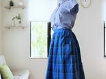 　ギャザースカート　ブルーチェック