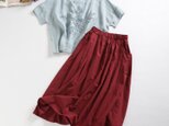 （再販2）夏の販促キャンペーン　お得な二点セット　麻のブラウスと綿麻スカート