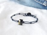 Leather Chain Bracelet（Navy×タイガーアイ）の画像