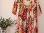 最終出品★コットン100％ ガーゼ花プリント ロング カーディガン★の画像