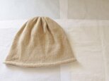 1点物　カシミア100％の縮絨ニットキャップ　ベージュの画像