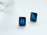 サファイア スクエア ピアス シルバー925