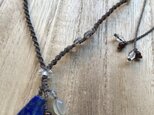 ラピスラズリとガーネット マクラメ結びネックレス