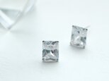ホワイト スクエア ピアス シルバー925