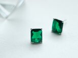 エメラルド スクエア ピアス シルバー925
