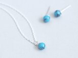 Turquoise blue set ) トルコ石 ネックレス ピアス セット シルバー925の画像