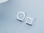 丸 ＆ 四角 ピアス シルバー925