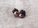 【真珠の刺繍ピアス】 BaroquePearl × Onyx　バロックパール・オニキス