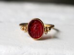 古代スタイル＊レッド・ベネチアンガラス印章　指輪＊13号