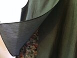 銘仙×播州織 ウラマサリトップス014（グリーン～黒系）リバーシブル　チュニック　ブラウス　プルオーバーの画像