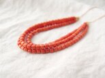 送料無料　オレンジコーラル三連ネックレス【K14gf】