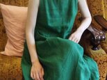 リネン　タックドレス　ビリヤードグリーンの画像