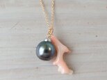 K14GF momoiro coral & tahitian pearl necklaceの画像