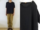 【受注制作】黒さらっとリネン　ゆるり半袖プル　