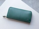 姫路産アラバスタレザー　ラウンドファスナー長財布　牛革　グリーン　緑　aw-15hn