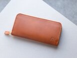 姫路産アラバスタレザー　ラウンドファスナー長財布　牛革　キャメル　aw-15hn