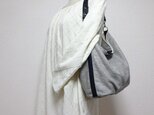 綿麻の楕円底ワンハンドルバッグＳ（グレー系）☆受注製作☆