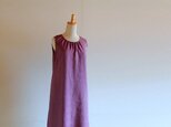 リネンAラインワンピース　パープルピンク