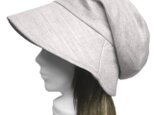 綿麻ツイル／つば広女優帽子(ゆったり)◆杢ライトグレーの画像