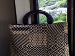 インド綿の刺繍柄の剥ぎ手提げ