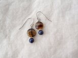 送料無料 ラピスラズリとタイガーアイのプチピアス