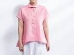 【受注製作】６サイズ展開・お色選択・リネンの可愛い丸衿シャツ・ブラウスの画像