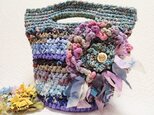 ♪花hana 花♪正絹染め和布♪裂き編みバッグ♪ABの画像