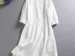 (再販)7月キャンペン限定品　数限定10日発送　送料無料　重工刺繍裾　ワンピース　ホワイトf5322