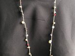 絹糸編み込みパール&天然石ネックレスの画像