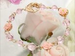 （一点物）フィモ薔薇ローズビーズブレスレット（金具ピンクゴールド）《ビーズアクセサリー》の画像