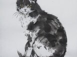 白黒ちゃん(和紙33cm×24,5cm,墨)の画像