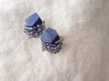 【天然石の刺繍ピアス】Iolite×Lapis Lazuli　アイオライト・ラピスラズリ