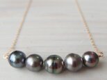 K14GF 5 tahitian pearl chain necklaceの画像