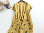 (再販6)夏の販促キャンペーン実施中　送料無料　何点でも入手したい　麻のワンピース　刺繍入り　f72414