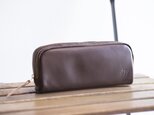 柔らかなポーチ　ホースレザー　ペンケース　チョコ　化粧ポーチ　茶apo-06ps