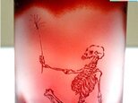 河鍋暁斎シリーズ　骸骨の花火見立て　赤銅色（ロックグラス） 蕨ブランド認定商品　送料無料の画像