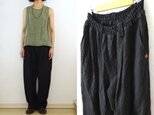 【受注制作】黒　手染めリネン　ボールパンツ
