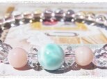 ラリマーとピンクオパールの華奢なブレスレット