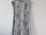 U様ご予約品＊花柄手織り真綿紬のフレンチワンピース（Lサイズ）