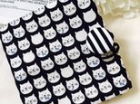 携帯用BOXティッシュケース ねこだらけ モノトーンの画像