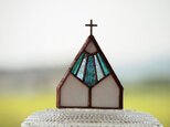 [Church:ダークブルー] LED専用キャンドルホルダー・ステンドグラスの画像