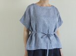 ベルギーリネン　フレンチスリーブ　リボン付
