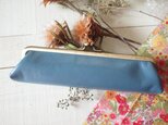 本革グレイッシュブルーとピンク・リバティ　がま口ペンケース　