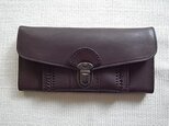 stich long wallet (dark brown)の画像